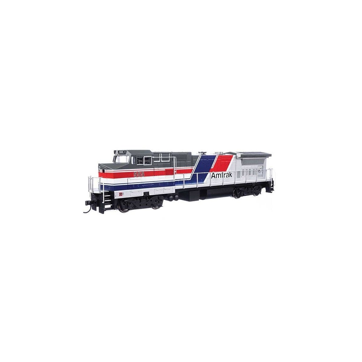 GE Dash 8-32BWH - ESU(R) Sound & DCC -- Amtrak(R) 555 (Phase III silver, Red, White & Blue Stripes), HO, WalthersMainline 19562