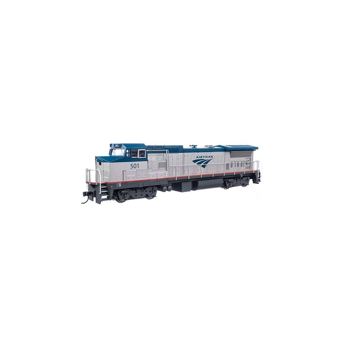 GE Dash 8-32BWH - ESU(R) Sound & DCC -- Amtrak(R) 501 (Phase V, Modern Logo Amtrak Blue, Platinum Mist), HO, WalthersMainline 19