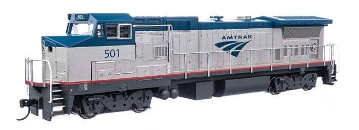 GE Dash 8-32BWH - ESU(R) Sound & DCC -- Amtrak(R) 501 (Phase V, Modern Logo Amtrak Blue, Platinum Mist), HO, WalthersMainline 19