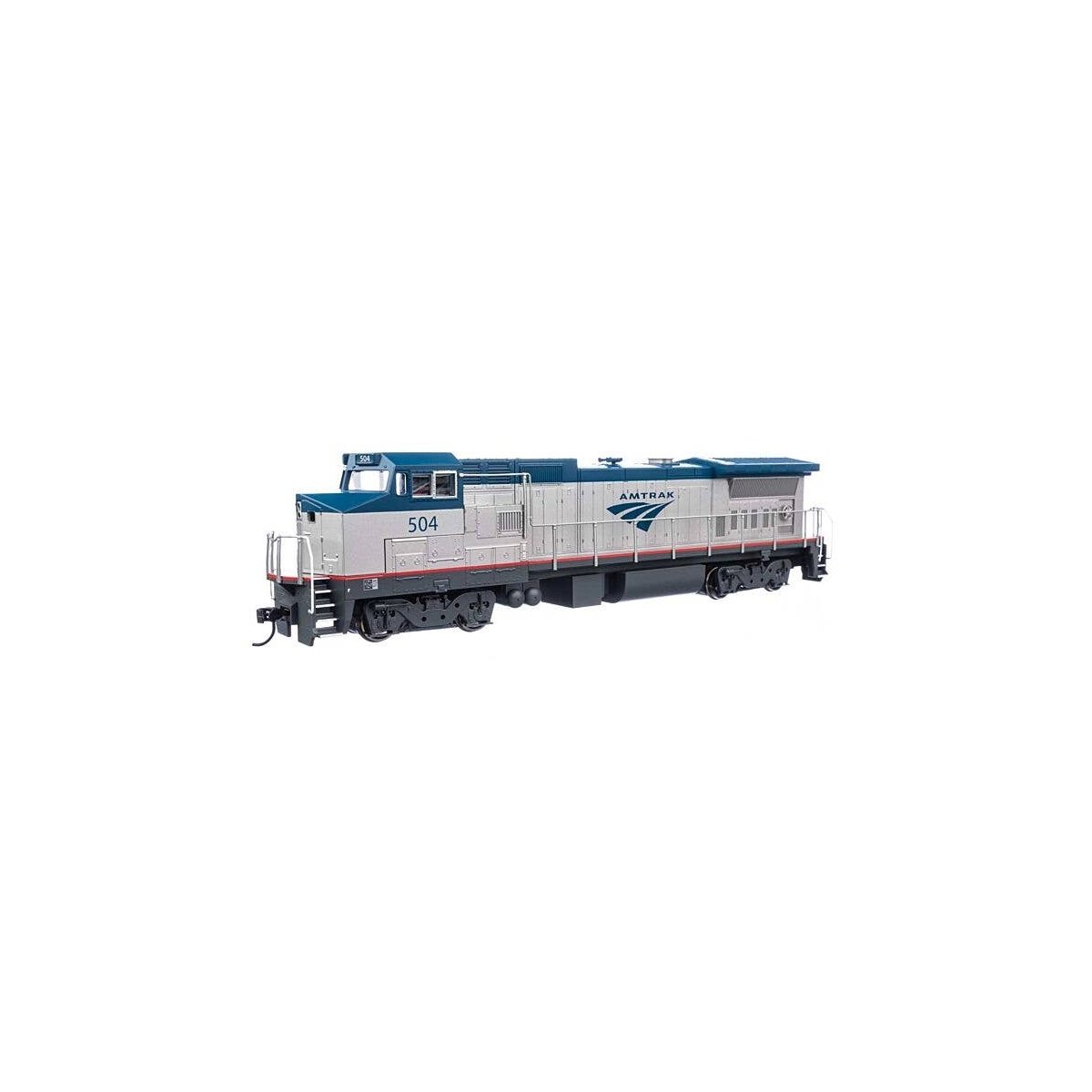GE Dash 8-32BWH - ESU(R) Sound & DCC -- Amtrak(R) 504 (Phase V, Modern Logo Amtrak Blue, Platinum Mist), HO, WalthersMainline 19