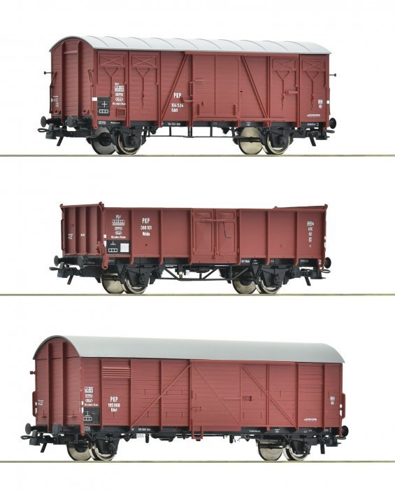 3 piece set: Goods wagons, PKP, HO, Roco 6600273