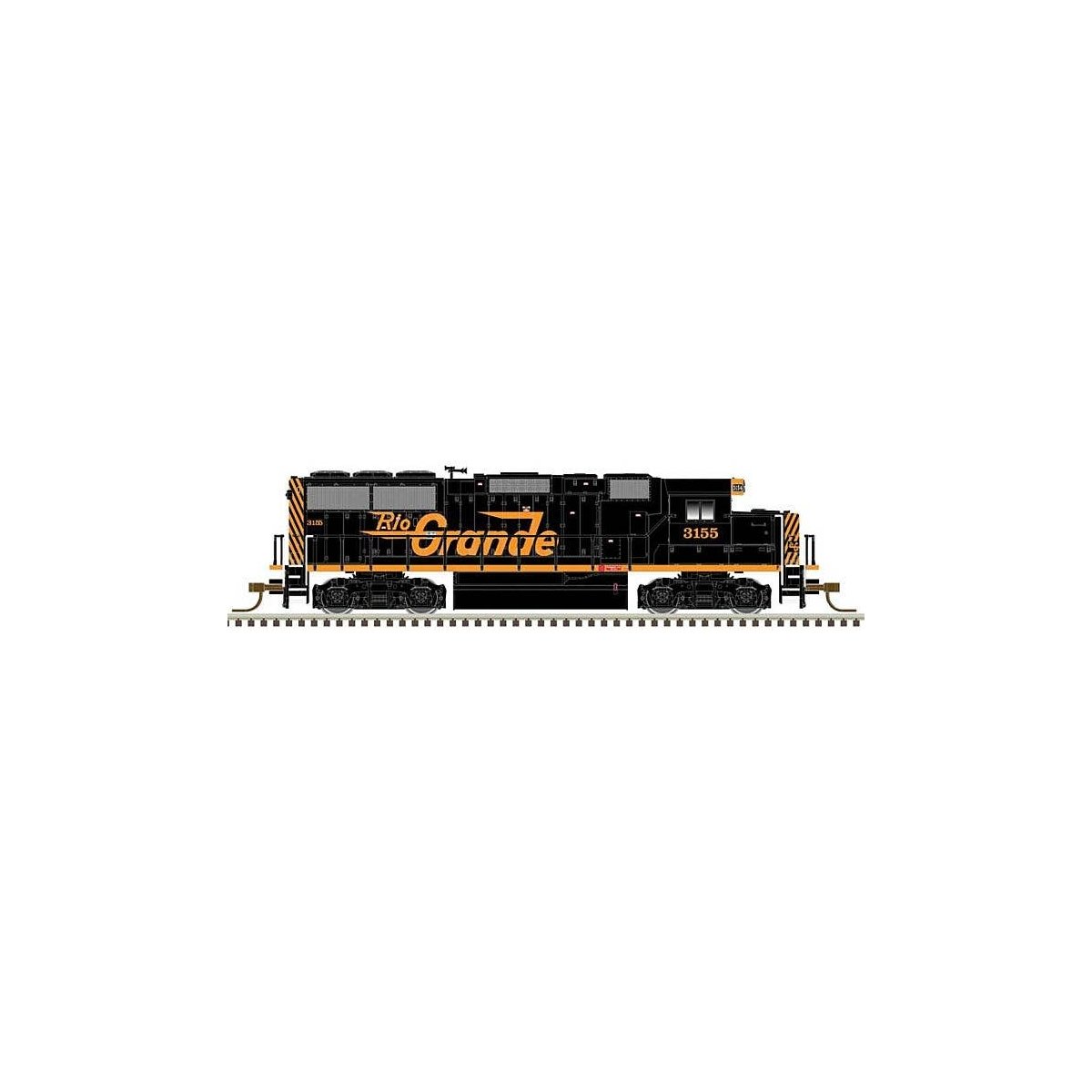 EMD GP60 - Standard DC - Master(TM) Silver -- Denver & Rio Grande Western 3156 (black, orange), N, Atlas Model Railroad Co. 4000
