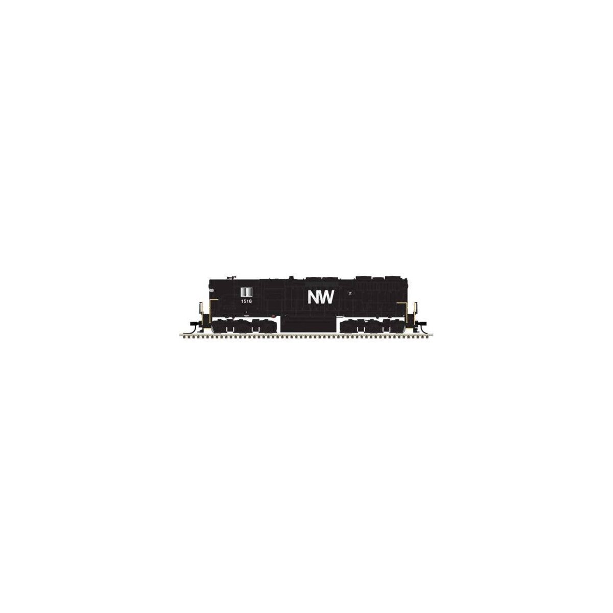 EMD SD35 High Nose - Standard DC - Master(R) Silver -- Norfolk & Western 1518 (black, white), HO, Atlas Model Railroad Co. 10004