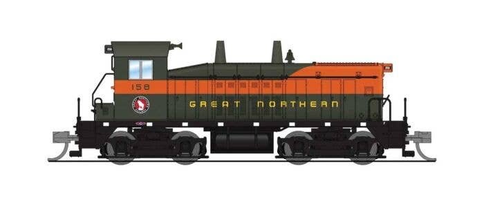EMD NW2 - Standard DC - Stealth -- Great Northern 158 (Simplified, Omaha Orange, green), N, Broadway Limited Imports 9322