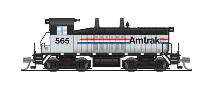 EMD SW7 - Standard DC - Stealth -- Amtrak 566 (Phase III, silver, black, red, white, blue), N, Broadway Limited Imports 9381