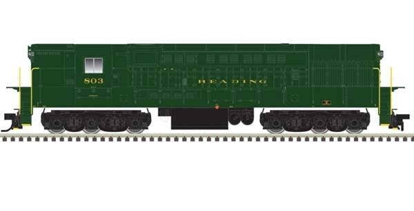 FM H-24-66 Phase 1B Trainmaster - Standard DC - Master(R) Silver -- Reading 803 (green, gold), HO, Atlas Model Railroad Co. 1000