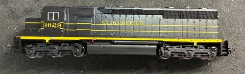 ***BLEMISHED (Sold as-is, see photos) REFURBISHED BR7974 EMD SD45, CRR 3629, Black & Yellow, Paragon4 Sound/DC/DCC, HO, BLI, 797