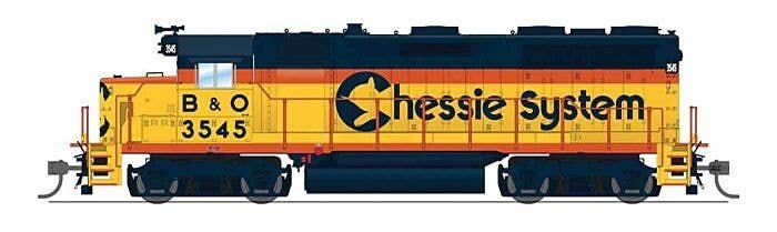 EMD GP35 Low Nose - Sound and DCC - Paragon4(TM) -- Chessie System B&O 3545 (yellow, blue, vermillion), HO, Broadway Limited Imp