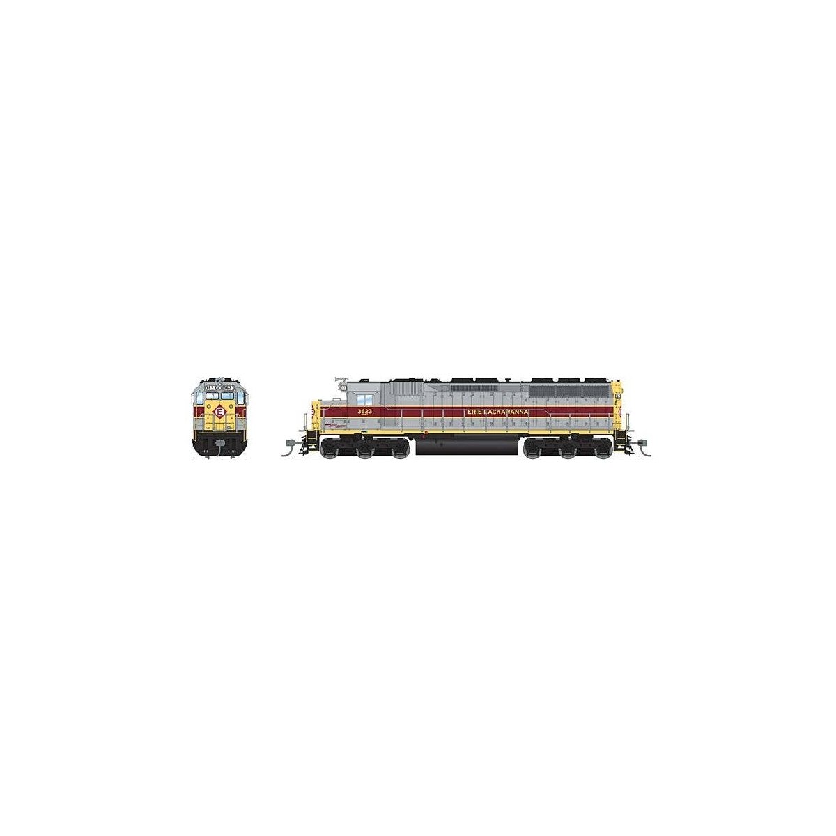 EMD SD45 Low-Nose - Sound & DCC - Paragon4(TM) -- Erie Lackawanna 3628 (gray, maroon, yellow), HO, Broadway Limited Imports 7935