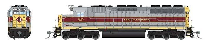EMD SD45 Low-Nose - Sound & DCC - Paragon4(TM) -- Erie Lackawanna 3628 (gray, maroon, yellow), HO, Broadway Limited Imports 7935