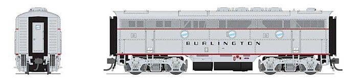 EMD F3B - Sound and DCC - Paragon4(TM) -- Chicago, Burlington & Quincy 9961B (silver, black, red), HO, Broadway Limited Imports 