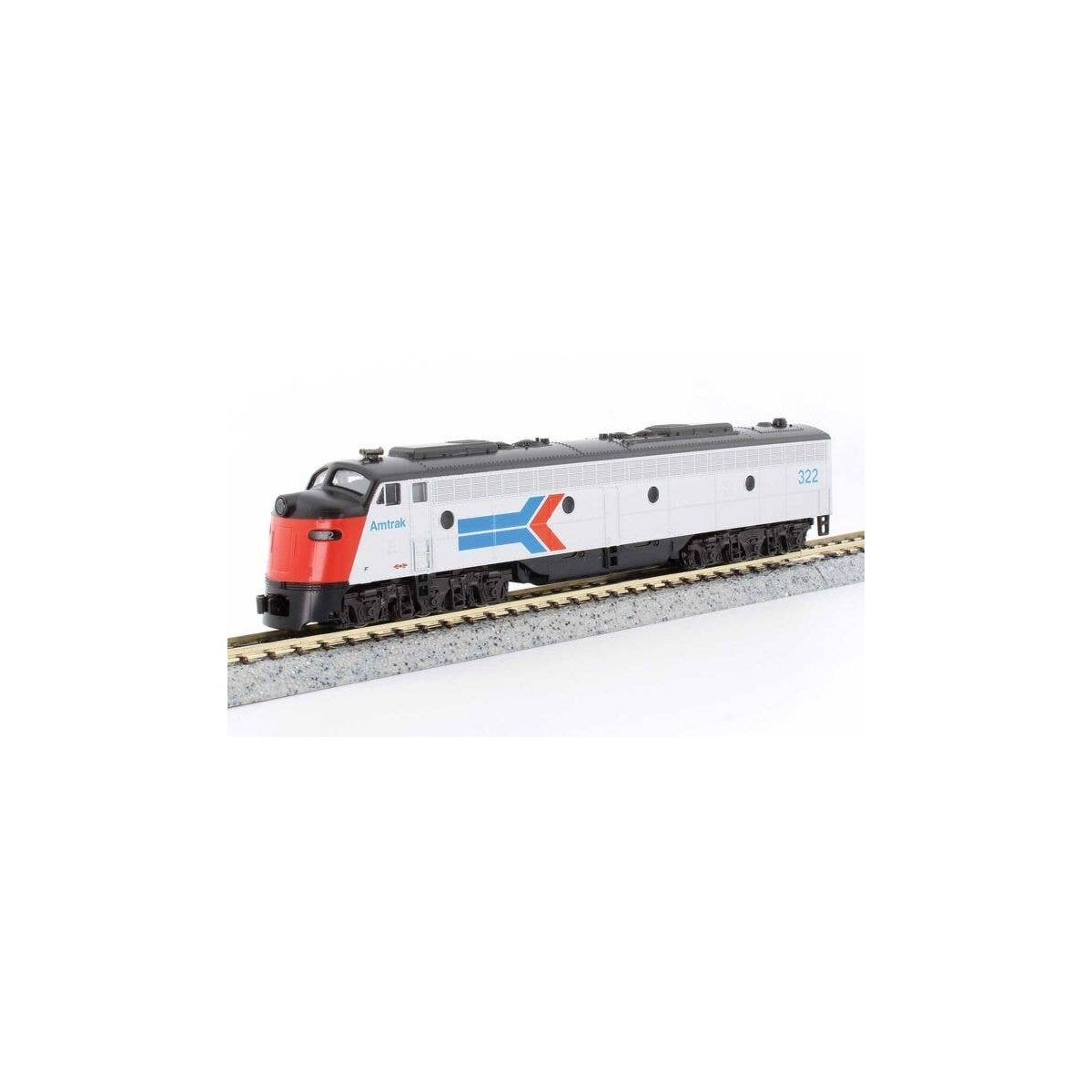 EMD E8A w/Single Headlight & Passenger Pilot - DCC -- Amtrak 322 (Phase I, silver, red, blue, black), N, Kato USA Inc 1765347DCC