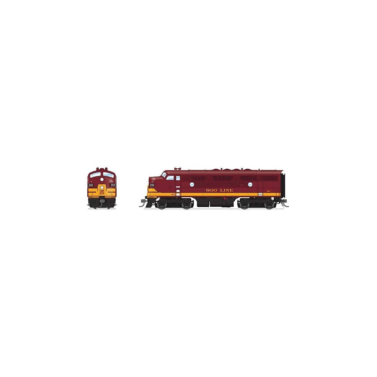 EMD F3A - Standard DC - Stealth -- Soo Line 202A (maroon, Dulux Gold), HO, Broadway Limited Imports 8340