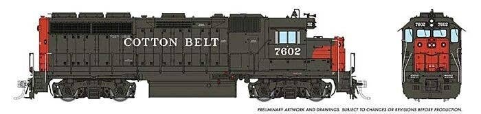 EMD GP40 - LokSound and DCC -- Cotton Belt SSW 7602 (1966, gray, red), HO, Rapido Trains Inc 40524