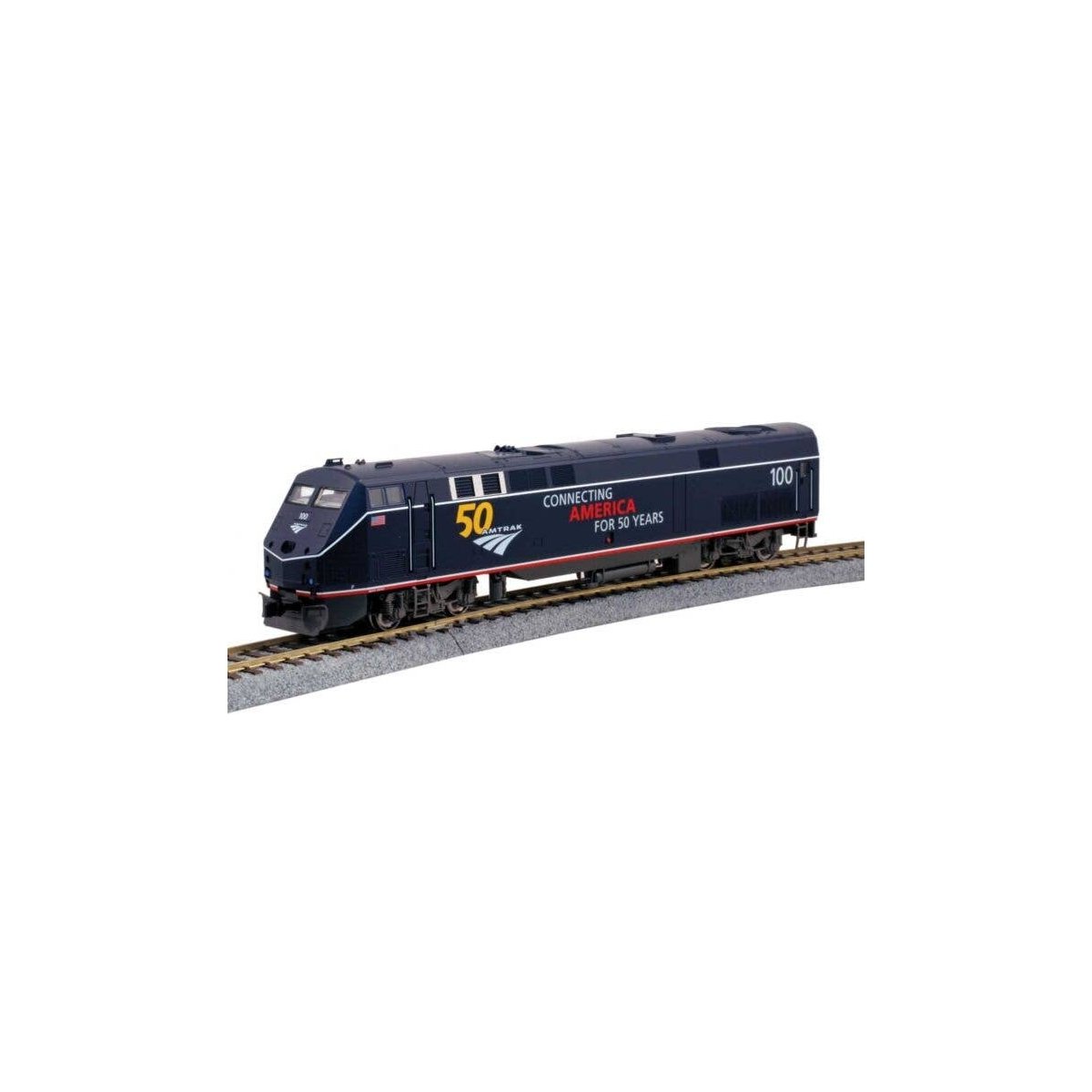 GE P42 Genesis - Standard DC -- Amtrak 100 (50th Anniversary Scheme, Midnight Blue), HO, Kato USA Inc 376113