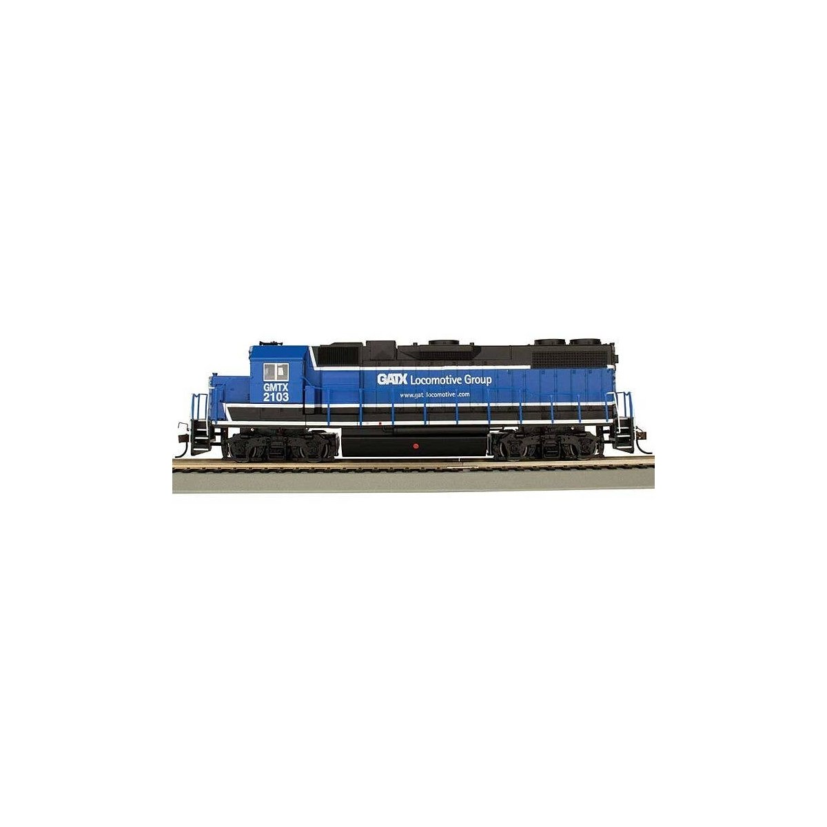 EMD GP38-2 - Standard DC -- GATX Leasing GMTX 2103 (blue, white), HO, Bachmann Industries 61719