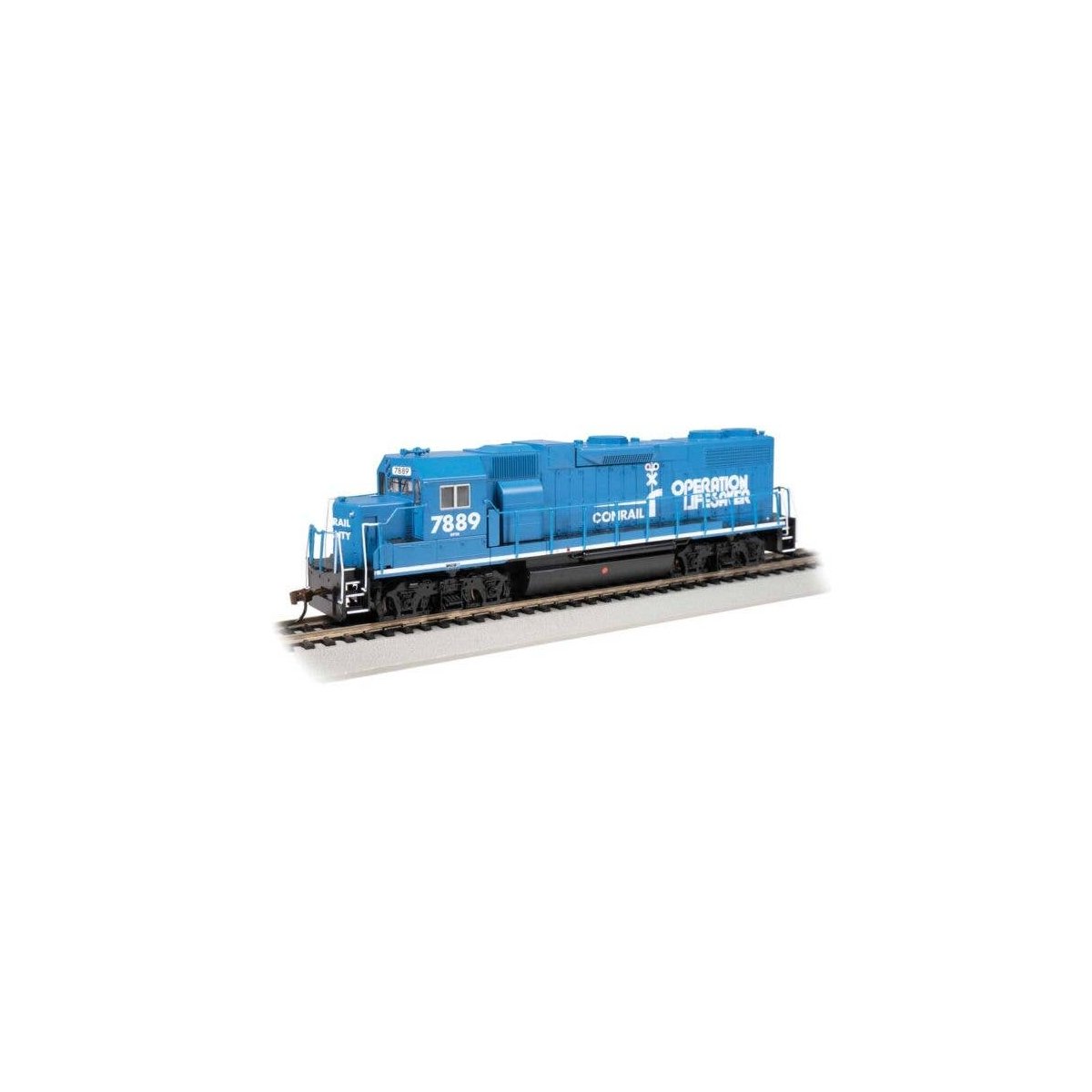 EMD GP38-2 - Standard DC -- Conrail 7889 (Operation Lifesaver, blue, white), HO, Bachmann Industries 61722