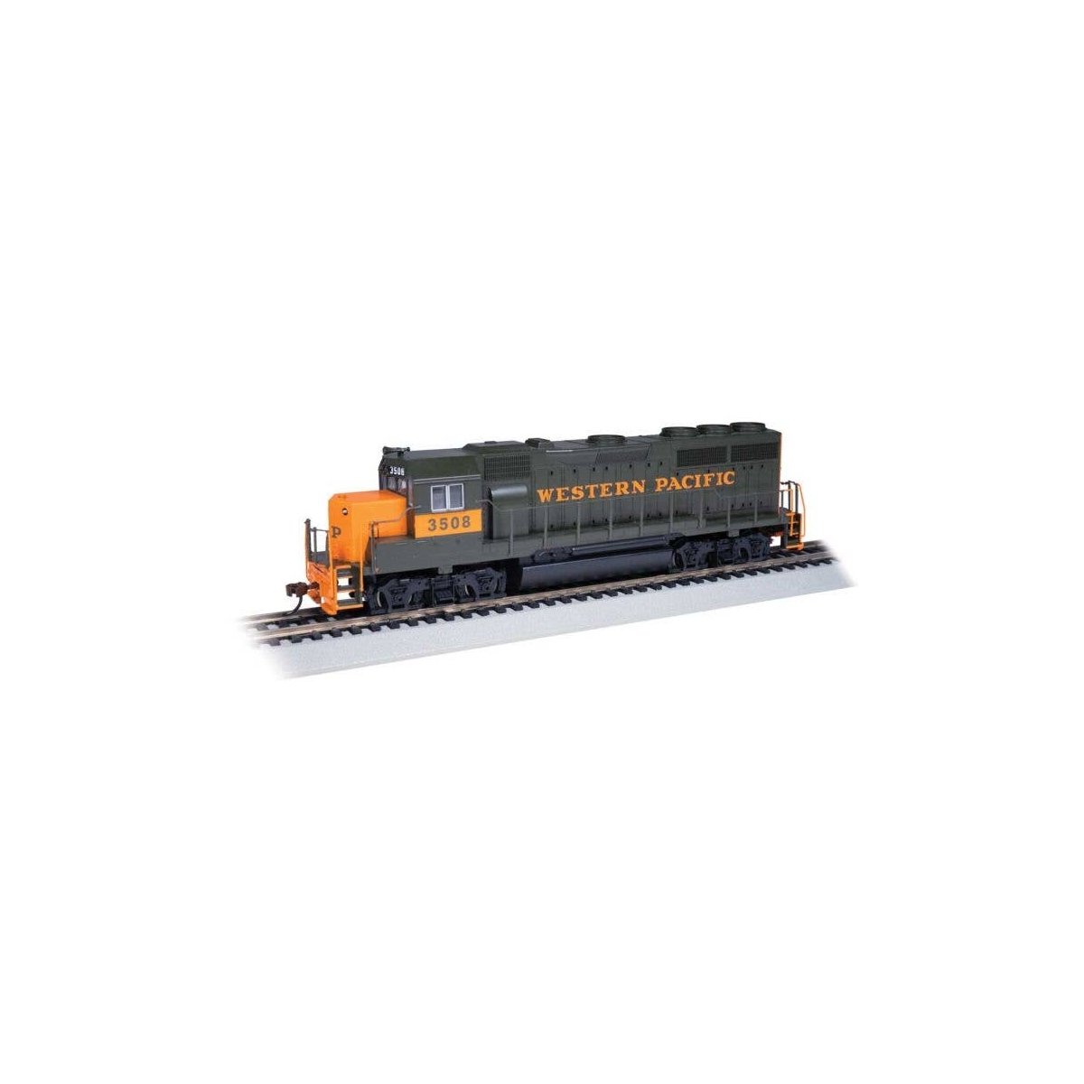 EMD GP40 - Standard DC -- Western Pacific 3508 (Late Scheme, green, orange, orange under window), HO, Bachmann Industries 63541