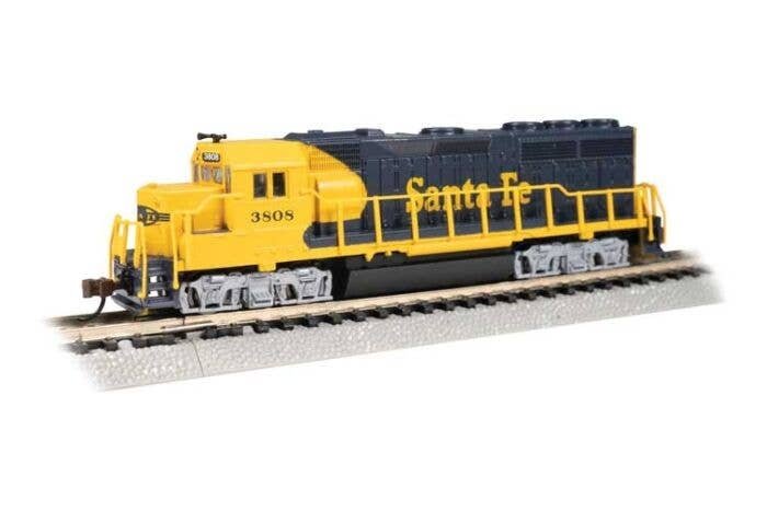 EMD GP40 with Dynamic Brakes - Standard DC -- Santa Fe 3808 (Warbonnet blue, yellow), N, Bachmann Industries 63563