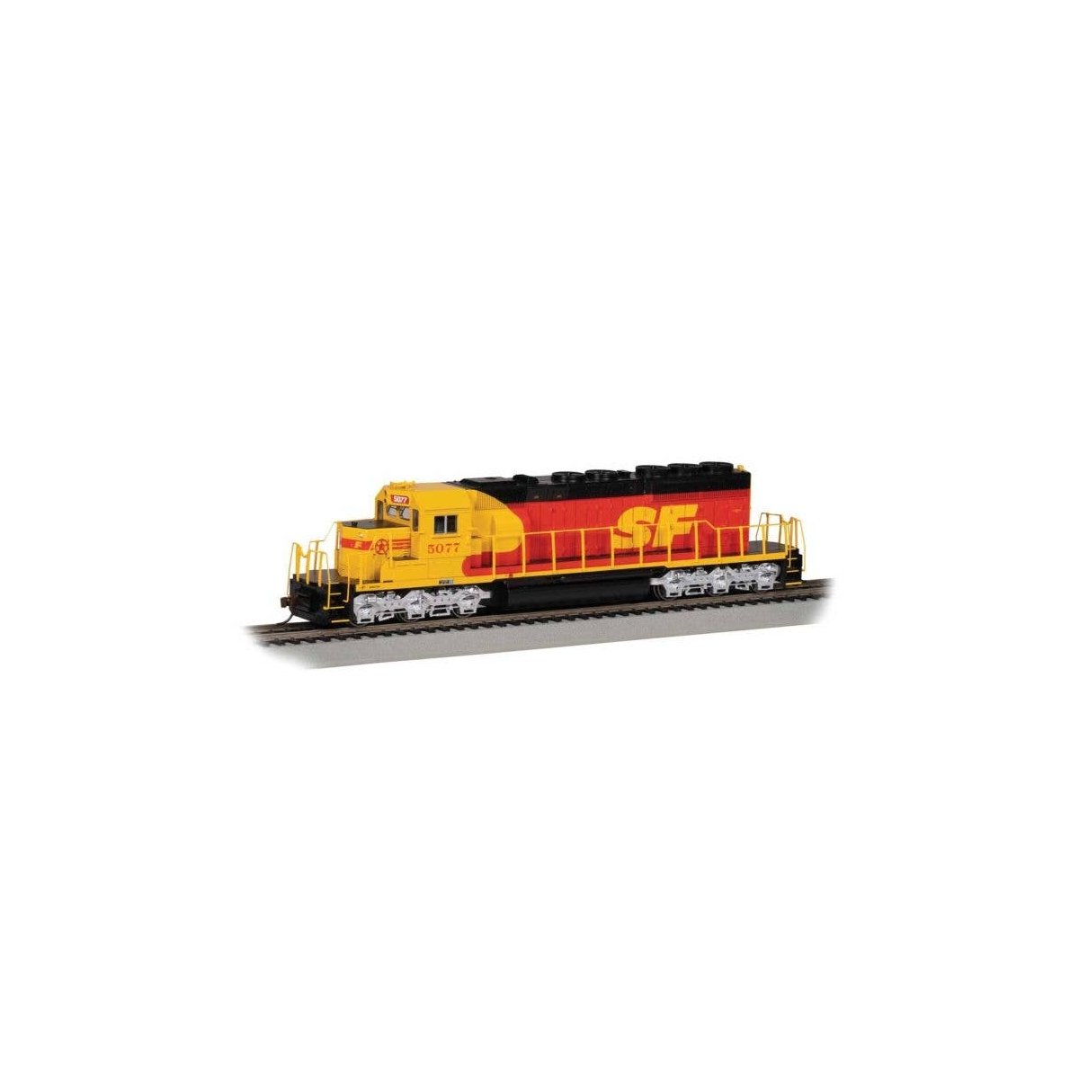 EMD SD40-2 - Sound and DCC -- Santa Fe 5077 (SPSF Merger Scheme, red, yellow, black), HO, Bachmann Industries 67206