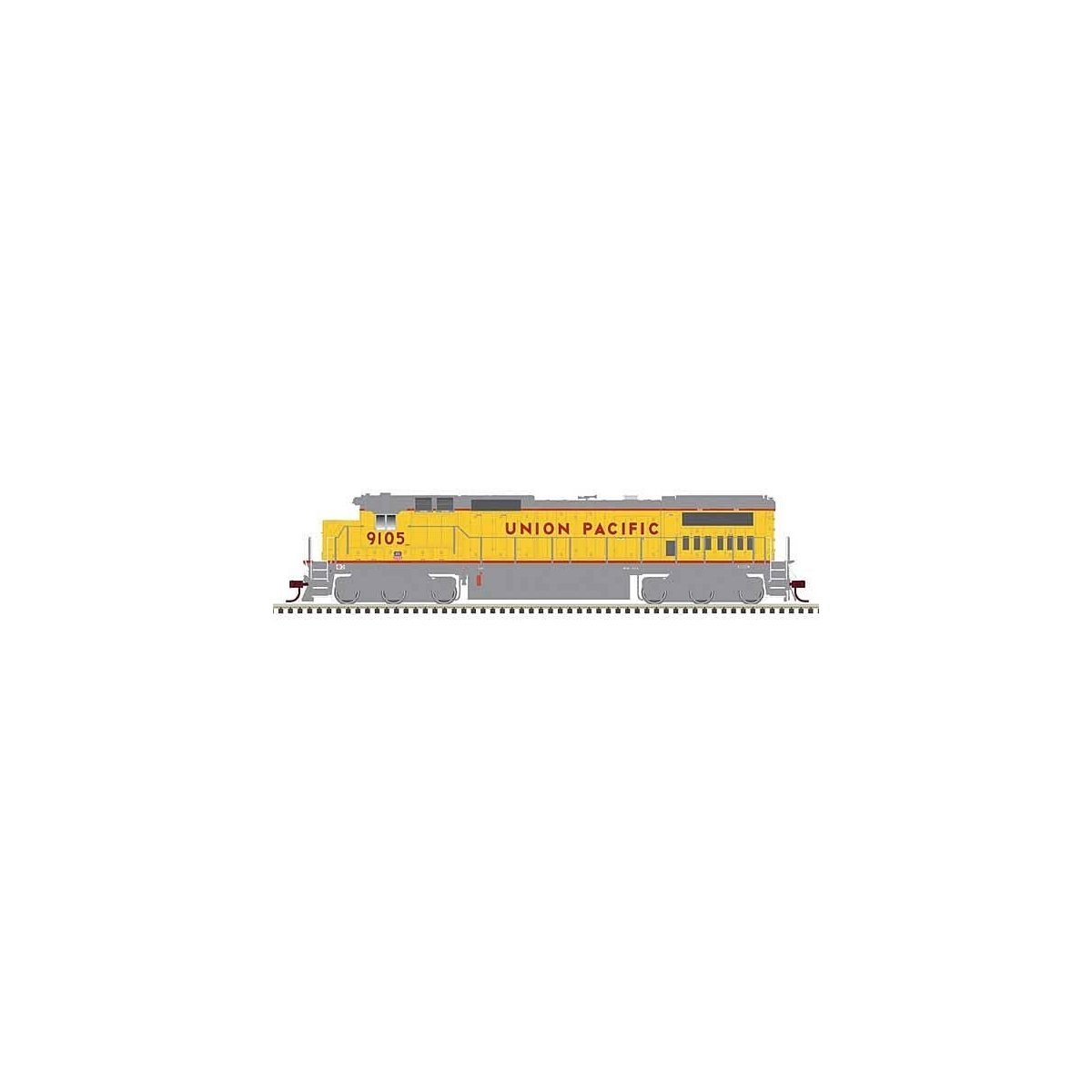GE DASH 8-40C w/Front Ditch Lights - ESU LokSound & DCC - Master(R) Gold -- Union Pacific 9129 (yellow, gray, red Frame Stripe),