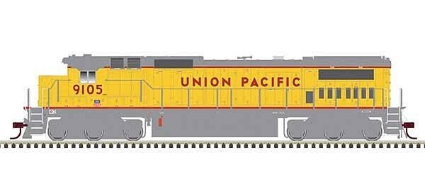 GE DASH 8-40C w/Front Ditch Lights - ESU LokSound & DCC - Master(R) Gold -- Union Pacific 9129 (yellow, gray, red Frame Stripe),