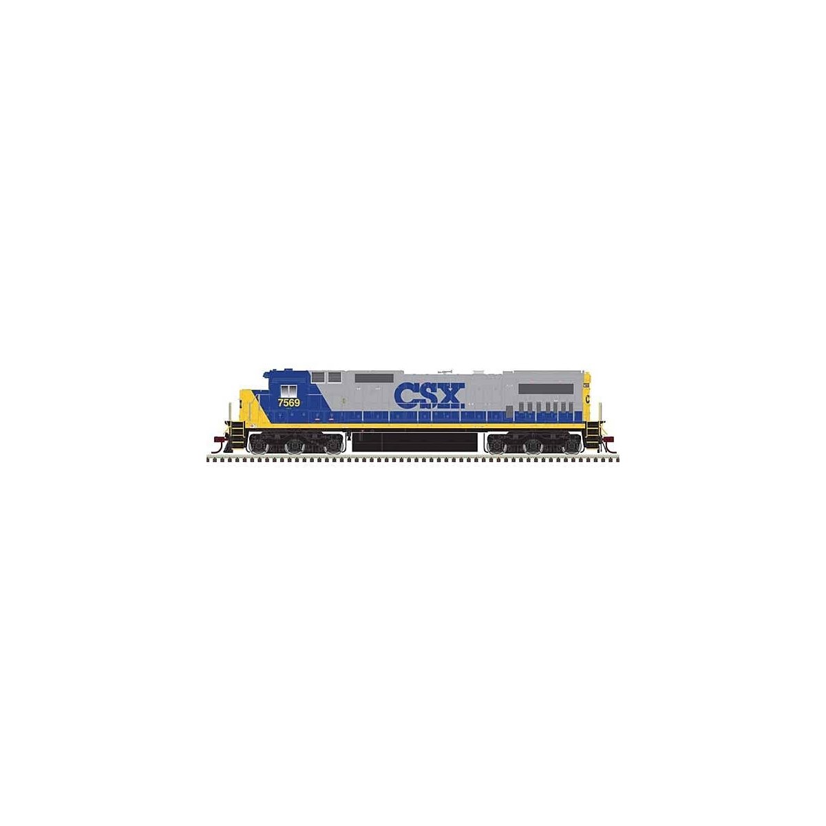 GE DASH 8-40C w/Front Ditch Lights - ESU LokSound & DCC - Master(R) Gold -- CSX 7569 (YN2, gray, blue, yellow), HO, Atlas Model 