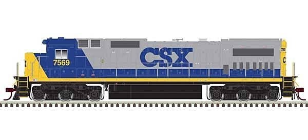 GE DASH 8-40C w/Front Ditch Lights - ESU LokSound & DCC - Master(R) Gold -- CSX 7569 (YN2, gray, blue, yellow), HO, Atlas Model 