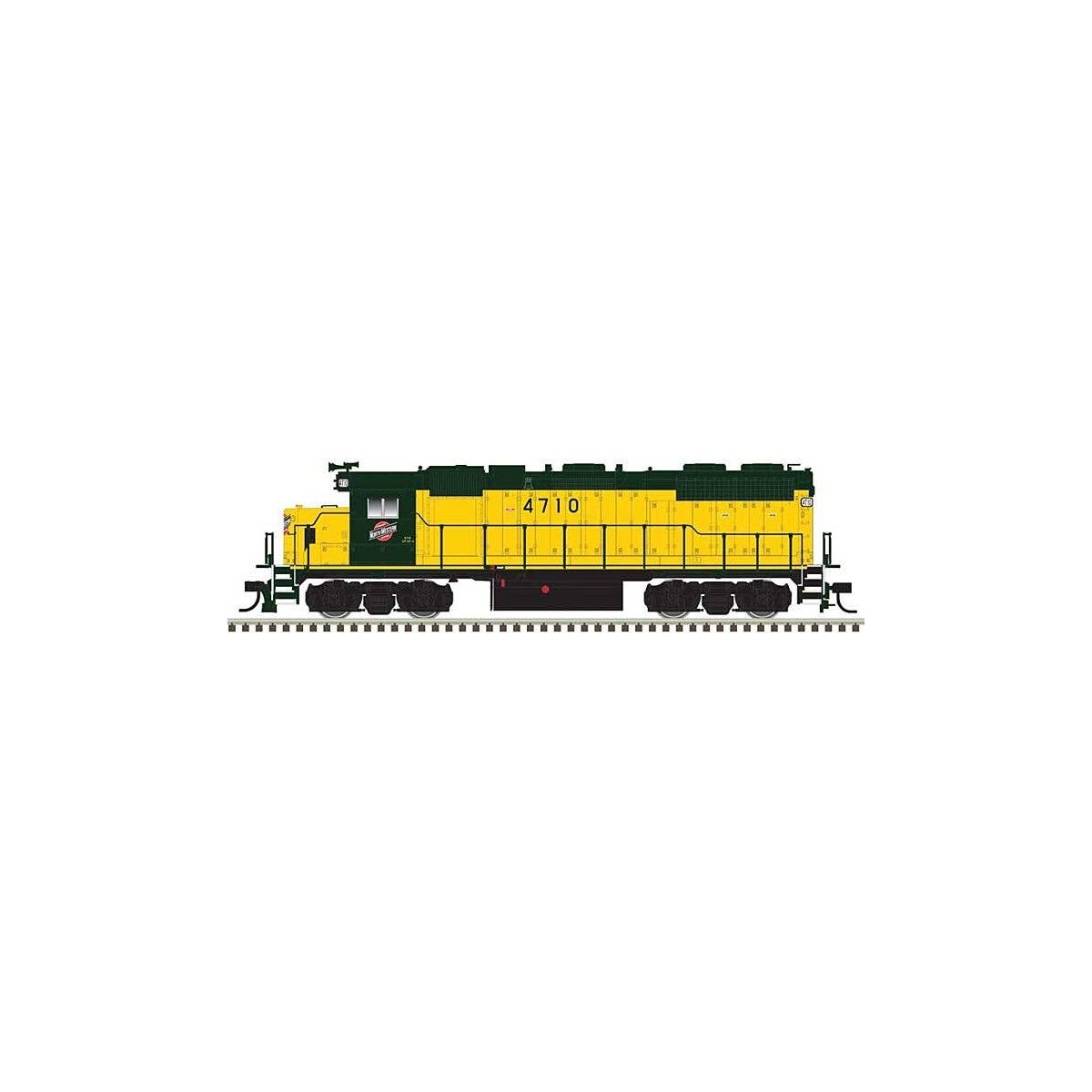 EMD GP38 Low Nose w/Dynamic Brakes - LokSound & DCC - Master(R) Gold -- Chicago & North Western 4710 (yellow, green), N, Atlas M