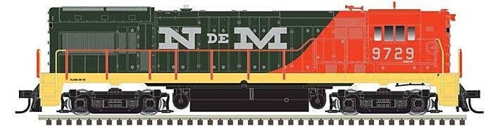 GE U30B High Nose - LokSound and DCC - Master(R) Gold -- Nacionales de Mexico 9729 (green, orange, black), HO, Atlas Model Railr