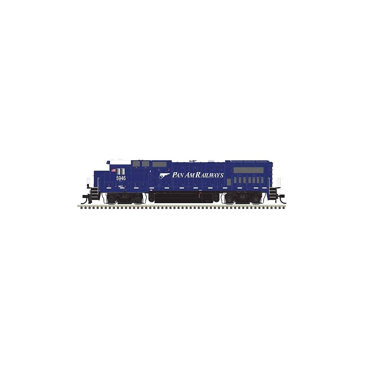 GE Dash 8-40B w/Ditch Lights - Standard DC - Master(R) Silver -- Pan Am Railways MEC 5946 (blue, white), HO, Atlas Model Railroa