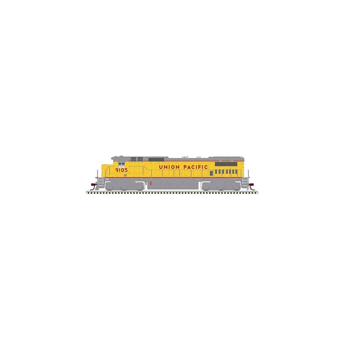 GE DASH 8-40C w/Front Ditch Lights - Standard DC -- Union Pacific 9129 (yellow, gray, red Frame Stripe), HO, Atlas Model Railroa