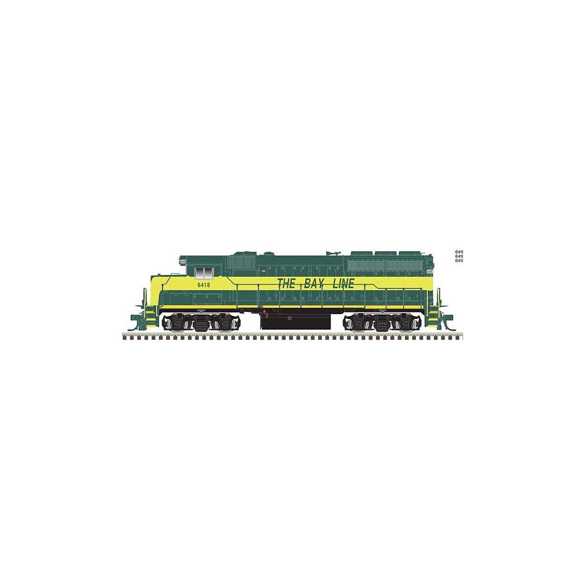 EMD GP40-2 - Standard DC - Master(R) Silver -- Atlanta & St. Andrews Bay 6418 (Front & Rear Ditch Lights, green, yellow), HO, At