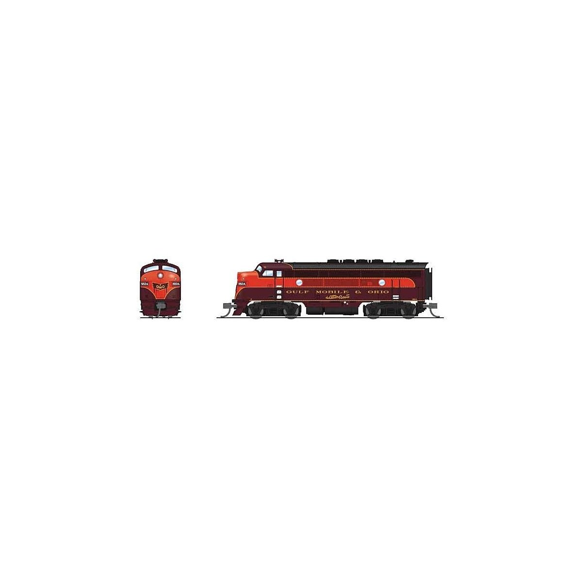 EMD F3A - Sound and DCC - Paragon4(TM) -- Gulf, Mobile & Ohio 884-A (maroon, red, black), N, Broadway Limited Imports 9210