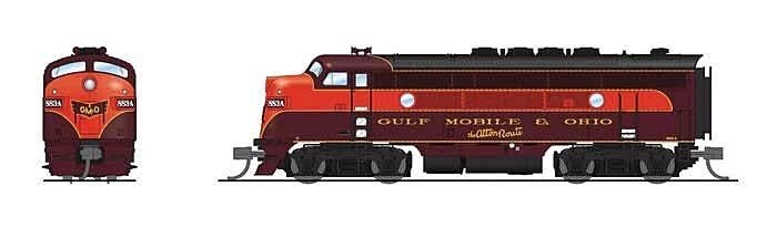 EMD F3A - Sound and DCC - Paragon4(TM) -- Gulf, Mobile & Ohio 884-A (maroon, red, black), N, Broadway Limited Imports 9210