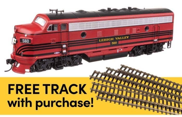EMD F7A - Standard DC w/WalthersTrack Code 83 Flex Track 5-Pack -- Lehigh Valley 560, HO, Walthers 11408