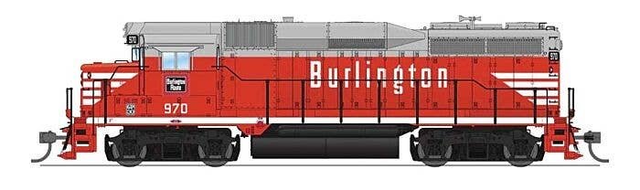 EMD GP30 - Sound and DCC - Paragon4(TM) -- Chicago, Burlington & Quincy 970 (Chinese Red, gray, white), HO, Broadway Limited Imp