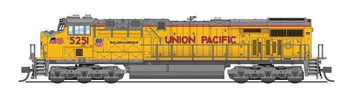GE ES44AC - Sound & DCC - Paragon4(TM) -- Union Pacific 5282 (2022, Armour Yellow, gray, red, Small Flag), N, Broadway Limited I