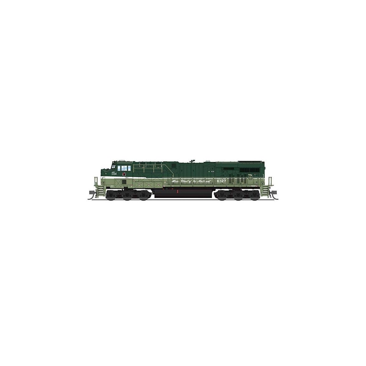 GE ES44AC - Sound & DCC - Paragon4(TM) -- Northern Pacific 6327 (Fantasy Scheme, Loewy 2-Tone Green), N, Broadway Limited Import
