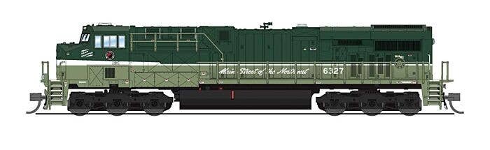GE ES44AC - Sound & DCC - Paragon4(TM) -- Northern Pacific 6327 (Fantasy Scheme, Loewy 2-Tone Green), N, Broadway Limited Import