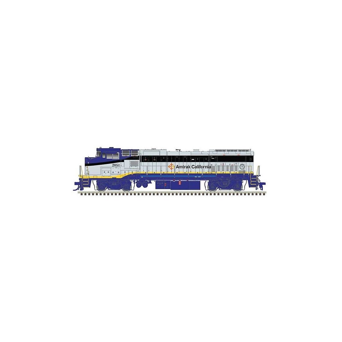 GE Dash 8-32BWH - LokSound and DCC - Master(R) Gold -- Amtrak California 2051 (blue, silver, yellow), HO, Atlas Model Railroad C