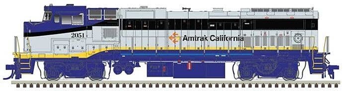 GE Dash 8-32BWH - LokSound and DCC - Master(R) Gold -- Amtrak California 2051 (blue, silver, yellow), HO, Atlas Model Railroad C