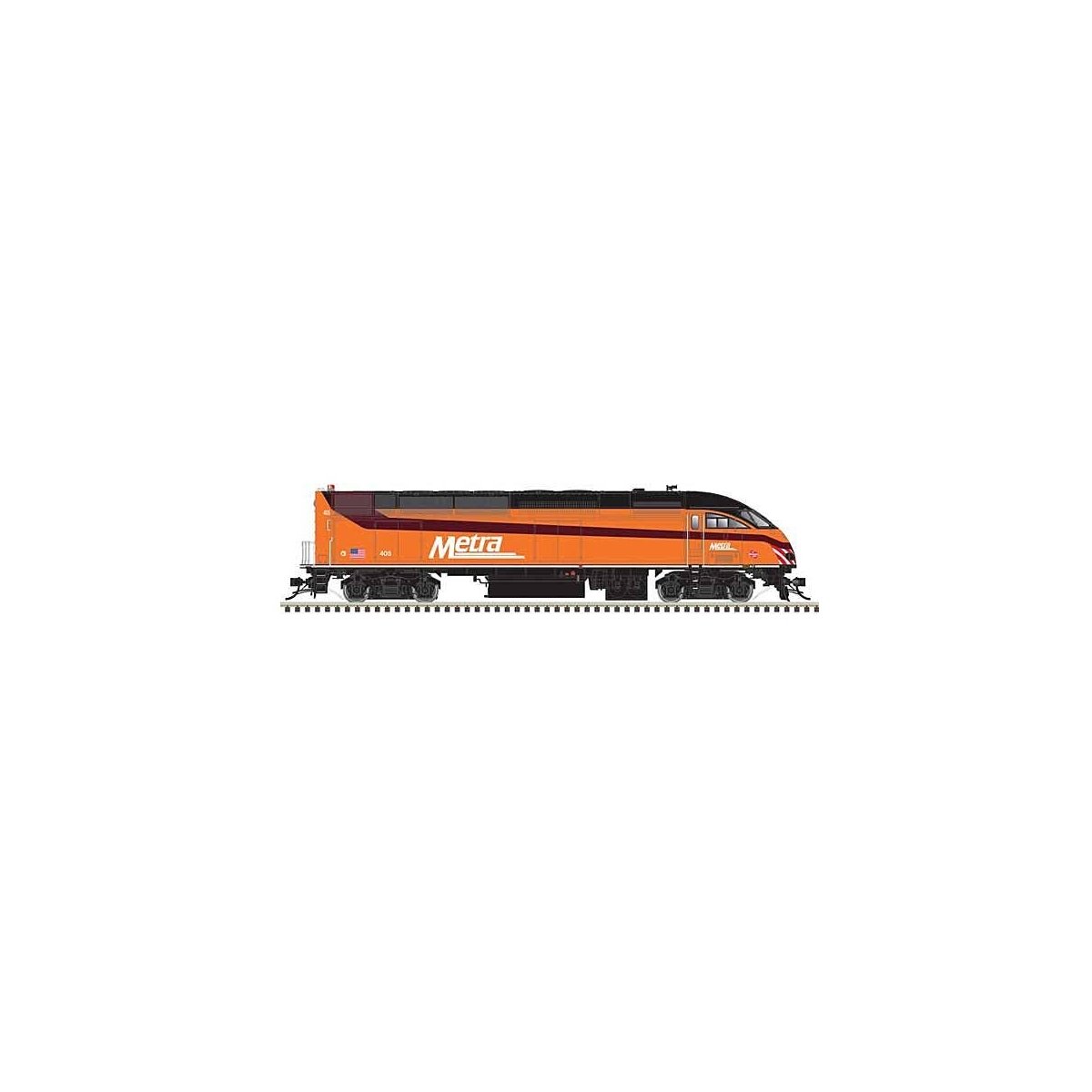 Motive Power Industries MP36PH-3C - Standard DC -- Metra 405 (Milwaukee Road Hiawatha Heritage, orange, black), HO, Atlas Model 