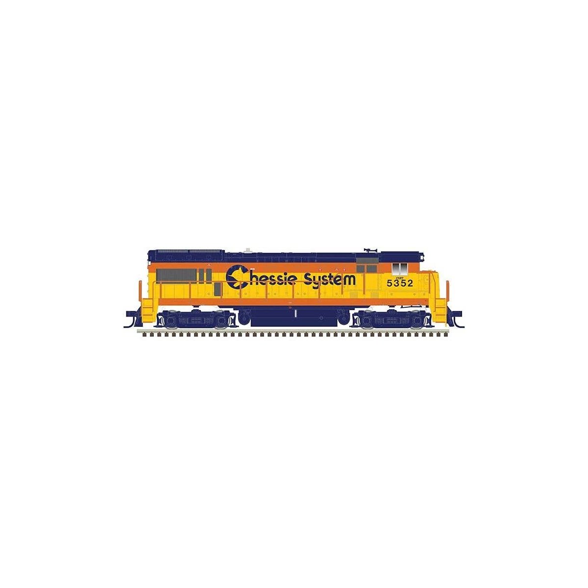 GE U30B Low Nose Phase II No Nose Headlight - LokSound & DCC - Master(R) Gold -- CSX 5356 (Ex-Chessie, yellow, blue, vermillion)