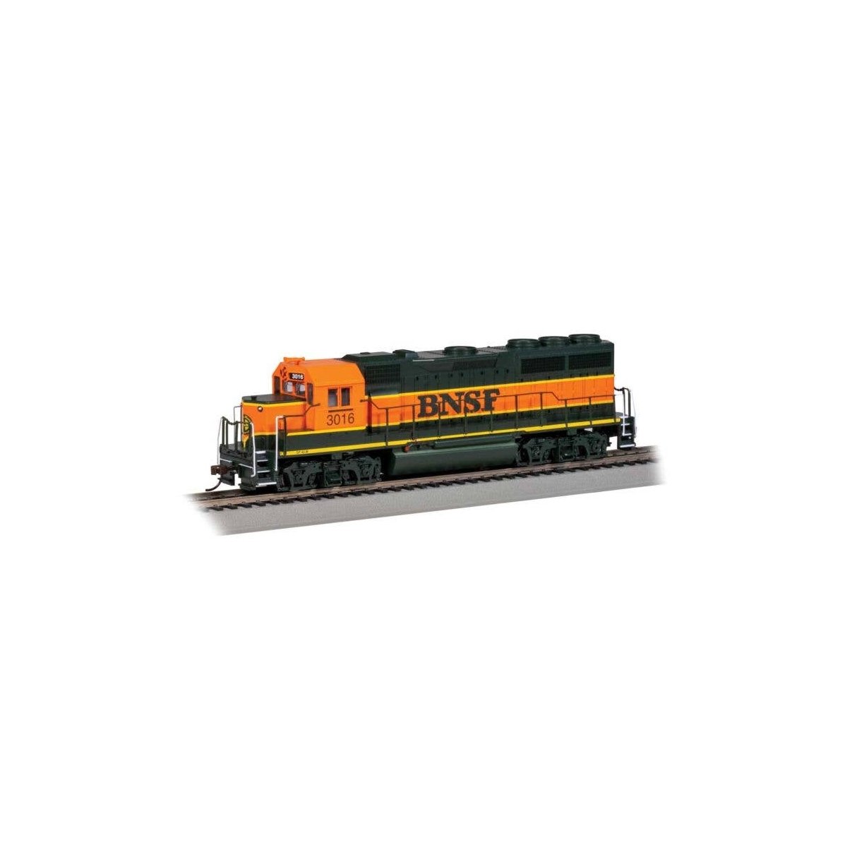 EMD GP40 - DCC -- BNSF Railway 3016 (H1, orange, green, yellow), HO, Bachmann Industries 60319
