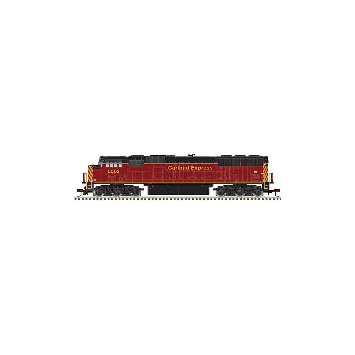 EMD SD60M with Ditch Lights - ESU LokSound and DCC - Master Silver(TM) -- Carload Express 6003 (maroon, yellow), N, Atlas Model 