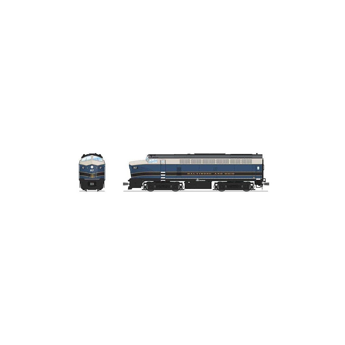 Baldwin RF16A Sharknose A - Sound & DCC - Paragon4(TM) -- Baltimore & Ohio 857 (blue, gray, black), HO, Broadway Limited Imports