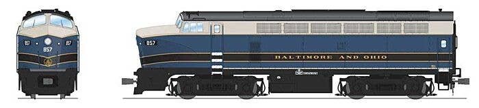 Baldwin RF16A Sharknose A - Sound & DCC - Paragon4(TM) -- Baltimore & Ohio 857 (blue, gray, black), HO, Broadway Limited Imports