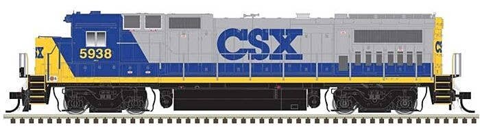 GE Dash 8-40B w/Front Ditch Lights - Standard DC - Master(R) Silver -- CSX Transportation 5942 (YN2 gray, blue, yellow), HO, Atl