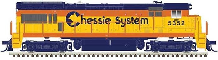 GE U30B Low Nose Phase II - Standard DC - Master(R) Silver -- CSX 5352 (Ex-Chessie, yellow, blue, vermillion), HO, Atlas Model R